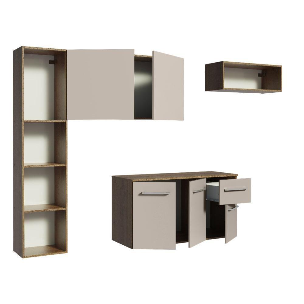 Armário De Cozinha Compacta 180cm Rustic/crema Easy Madesa Rustic/crema - 5