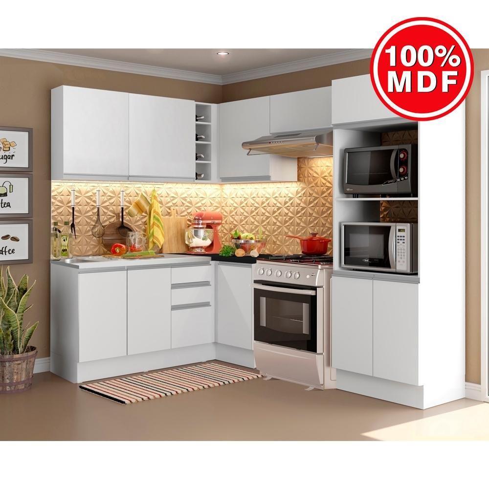 Cozinha Completa Acordes Glamy Branco 100% MDF Canto Madesa - 4