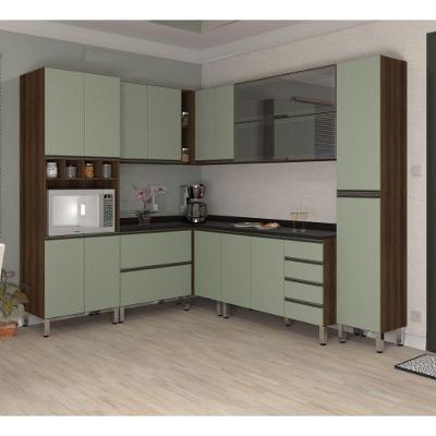 Armário De Cozinha De Canto C/8 Peças Dourado/Verde/Preto