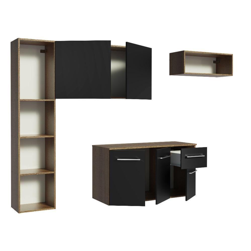 Armário De Cozinha Compacta 180cm Rustic/preto Easy Madesa Rustic/preto - 10