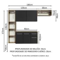 Armário De Cozinha Compacta 180cm Rustic/preto Easy Madesa Rustic/preto - 5