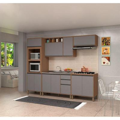Armário de Cozinha Compacta Isa Luciane Móveis 12 Portas 3 Gavetas MDF Cinza