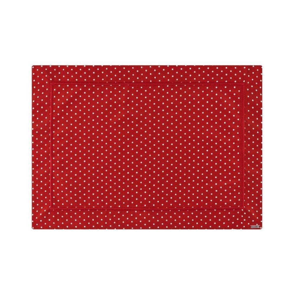 Lugar Americano Em Tecido Jacquard Barra Bordada 50x36cm Mameg Poá Vermelho - 1