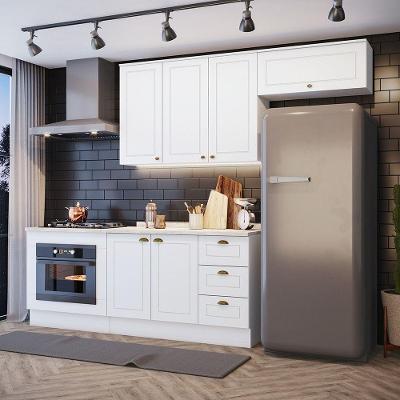 Cozinha Compacta Amy 6 Portas 3 Gavetas MDF 280cm Branco para Ambiente Moderno