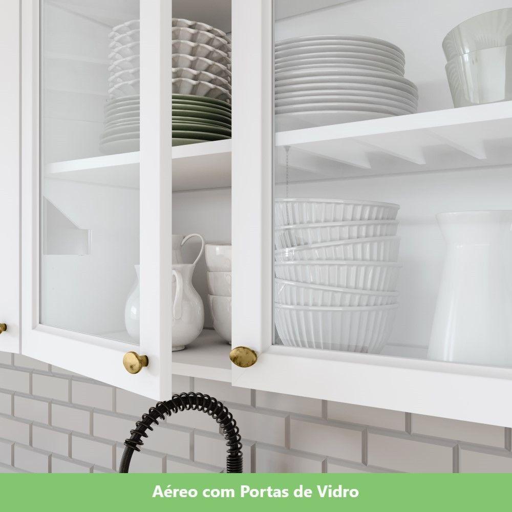 Cozinha Compacta 05 Peças C/ Aéreo 3 Portas Com Vidro Branco - 9