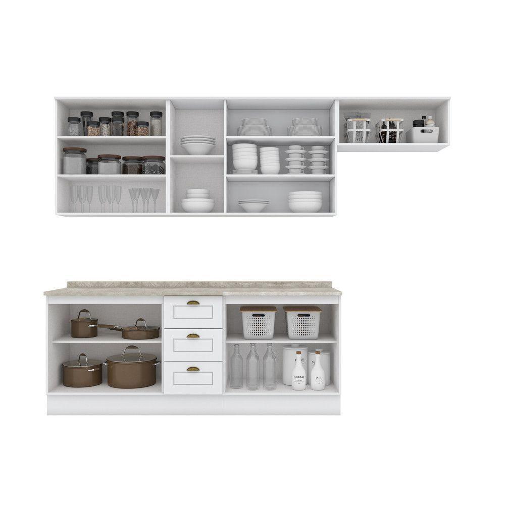Cozinha Compacta 05 Peças C/ Aéreo 3 Portas Com Vidro Branco - 15