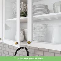 Cozinha Compacta 05 Peças C/ Aéreo 3 Portas Com Vidro Branco - 17