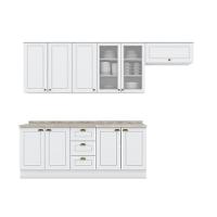 Cozinha Compacta 05 Peças C/ Aéreo 3 Portas Com Vidro Branco - 18