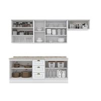 Cozinha Compacta 05 Peças C/ Aéreo 3 Portas Com Vidro Branco - 19