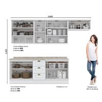 Cozinha Compacta 05 Peças C/ Aéreo 3 Portas Com Vidro Branco - 22