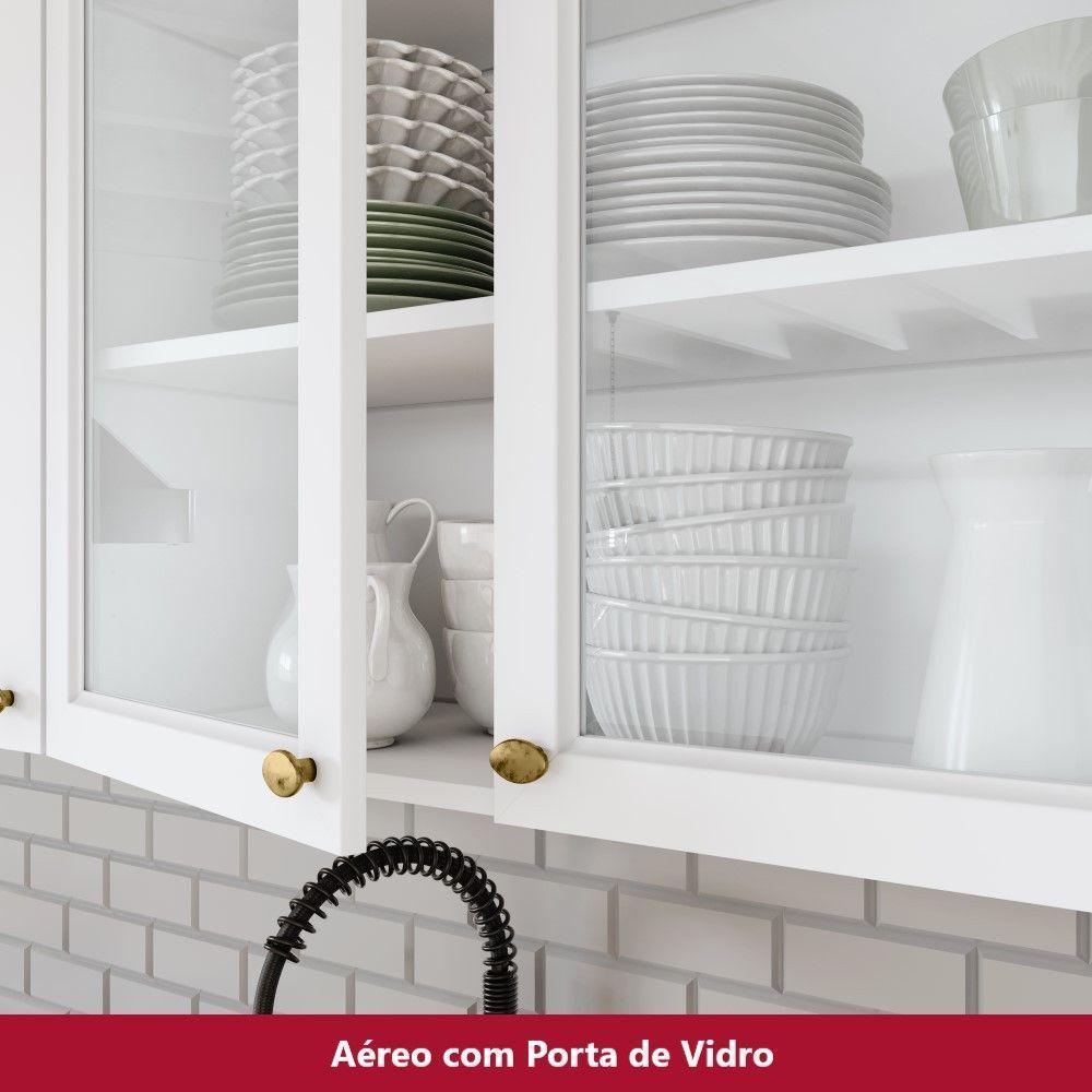 Cozinha Compacta De 4 Peças C/ Aéreo Para Geladeira Branco - 8