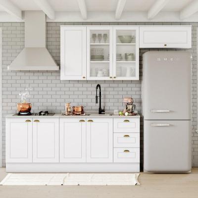 Cozinha Compacta 04 Peças Nova York 8 Portas 3 Gavetas MDF 280cm Branco Texturizado