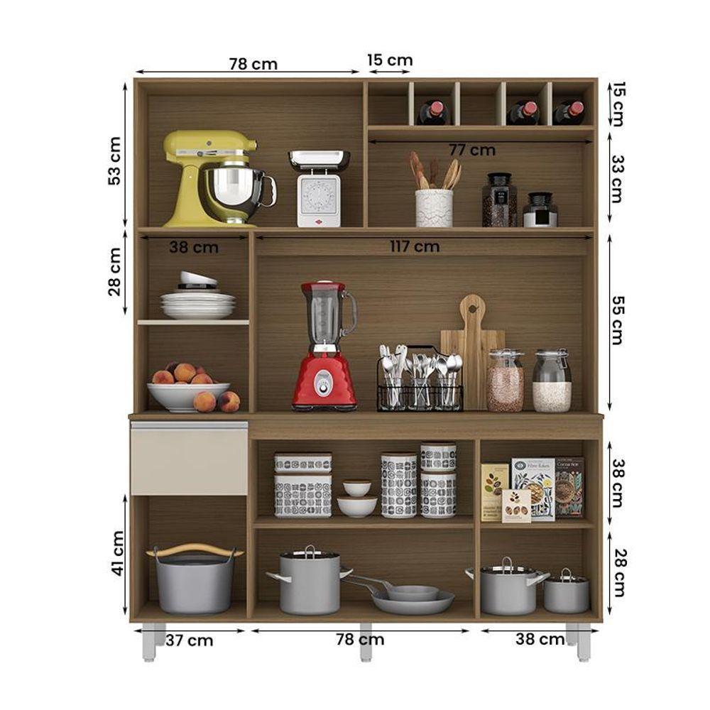 Armario Cozinha 6 Portas 1 Gaveta Alice Carvalho/Off White - 3