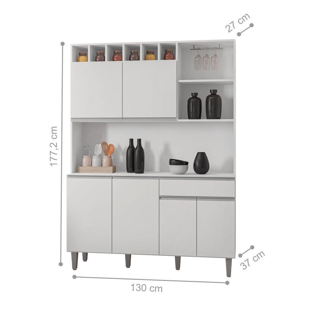 Armário Cozinha Completo Robin Branco 6 Portas - 4