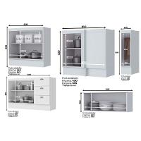 Kit De Cozinha 14Pçs (3 Armários + 4 Balcões + 1 Paneleiro + 6 Complementos) C14p02 Branco - 8