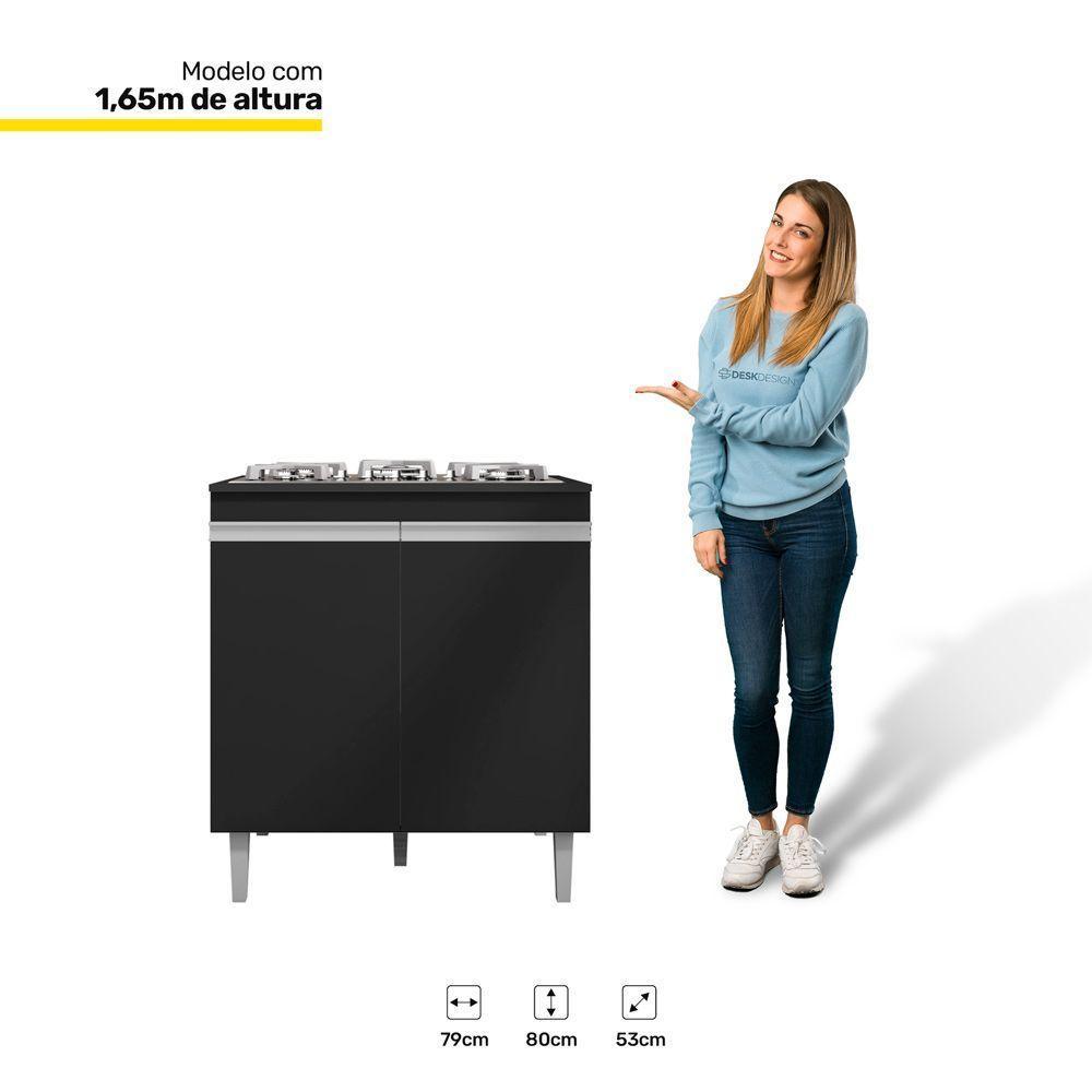 Balcão Para Cooktop Cozinha 4/5 Bocas Com Tampo 2 Portas - 3