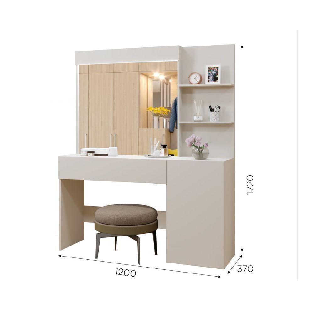 Camarim Londres 1 Porta 1 Gaveta Com Espelho Mavaular Off White - 2