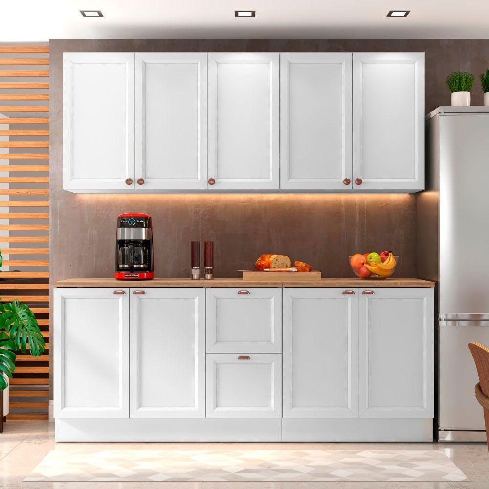 Cozinha Completa Unna 9 Portas 2 Gavetas Poliman Móveis Branco - 1