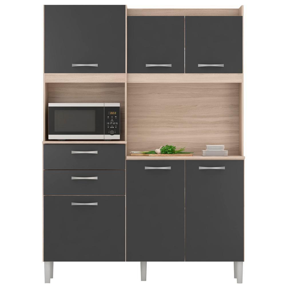 Cozinha 6 Portas 2 Gavetas Harmonia 96201 Avena Grafito - 9