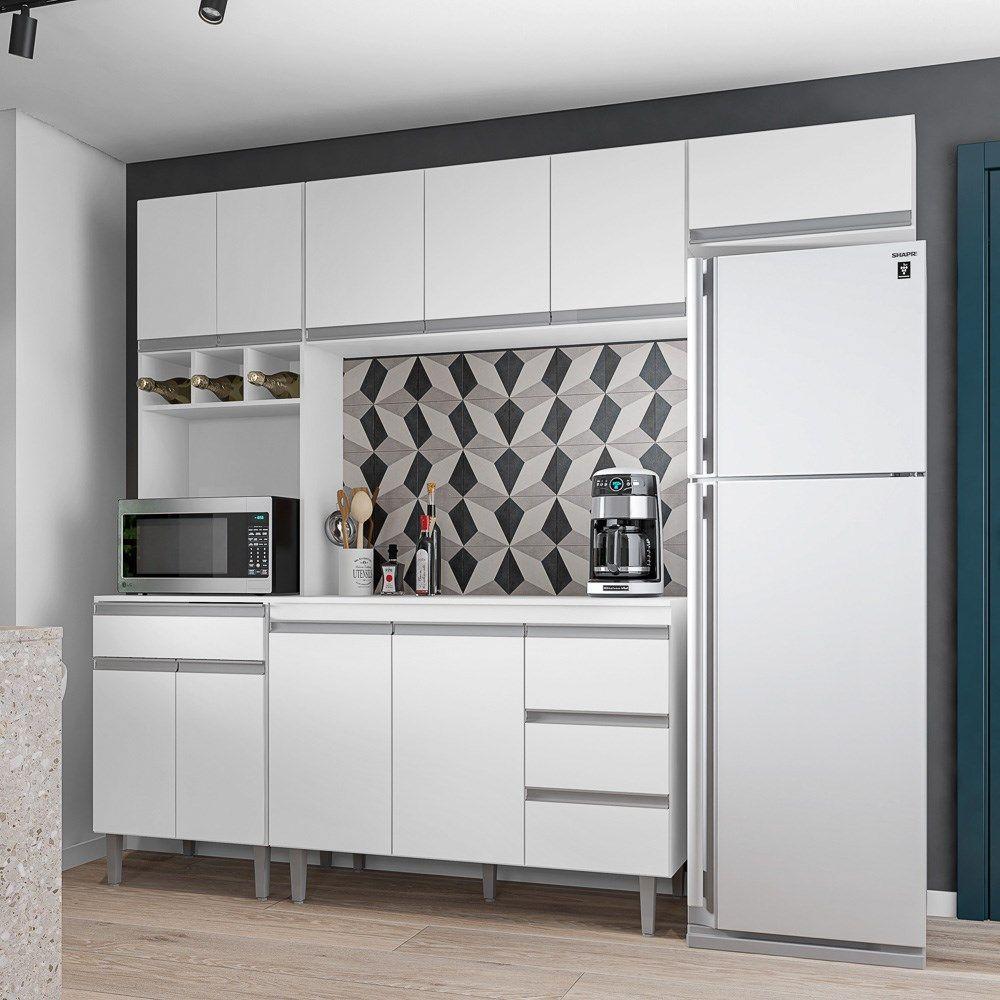 Cozinha Modulada 5 Peças Com Tampo 241Cm 10 Portas 4 Gavetas Andréia Branco - Ajl Móveis - 4