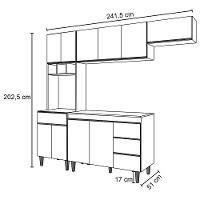 Cozinha Modulada 5 Peças Com Tampo 241Cm 10 Portas 4 Gavetas Andréia Branco - Ajl Móveis - 2