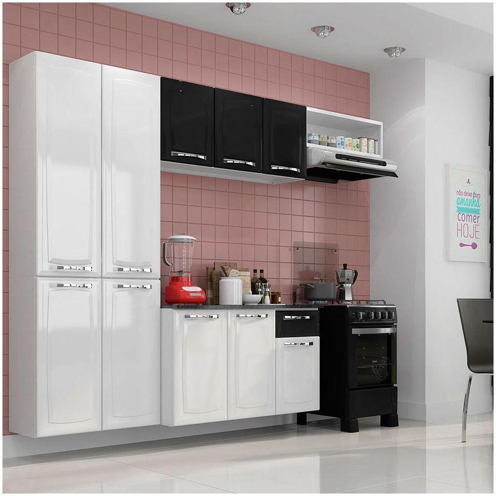Cozinha De Aço Compacta 4 Peças Amanda Itatiaia Branco Com Preto - 1