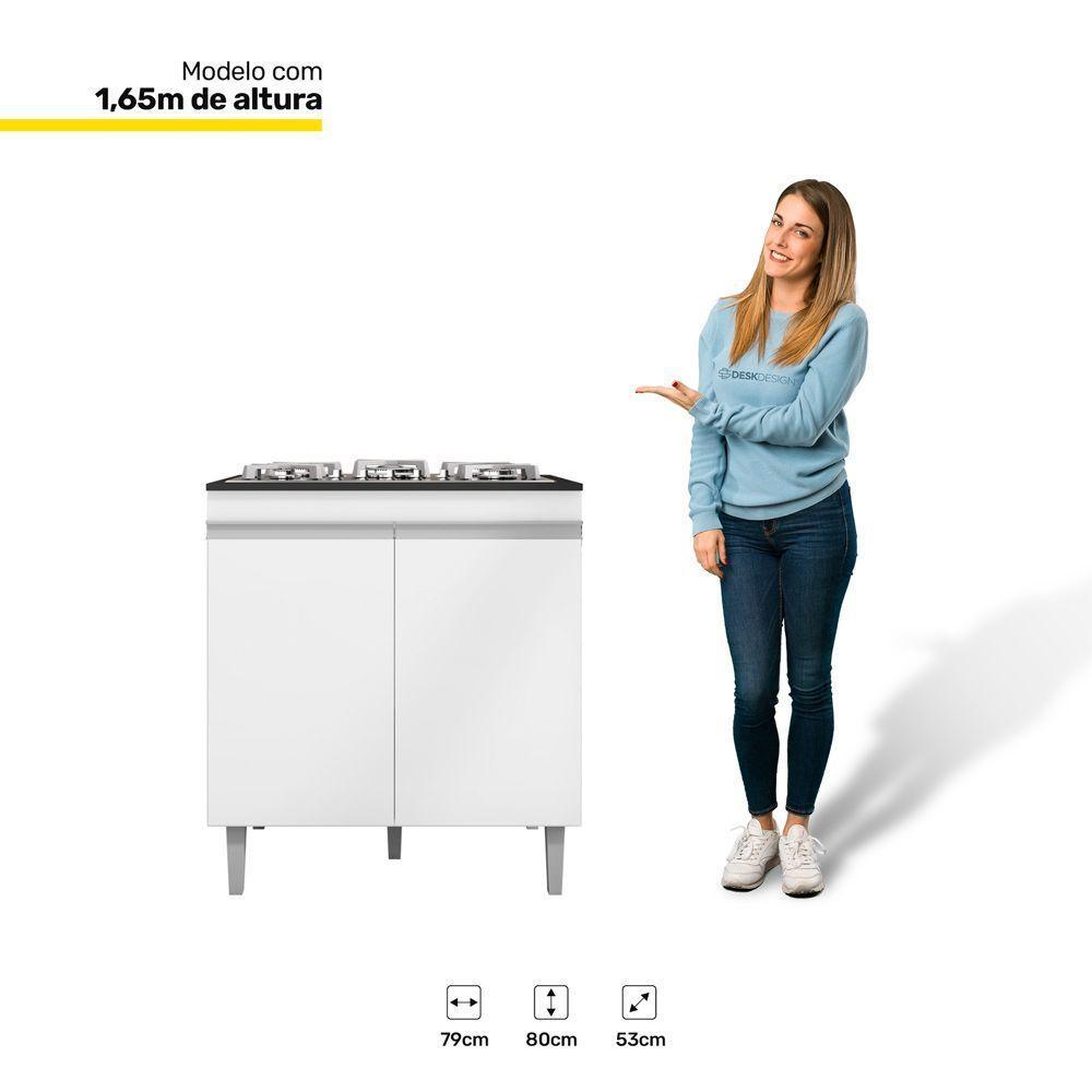 Balcão Para Cooktop Cozinha 4/5 Bocas Com Tampo 2 Portas - 3