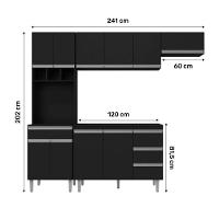 Cozinha Modulada 04 Peças Com Balcão Gabinete 120cm Preto - 2
