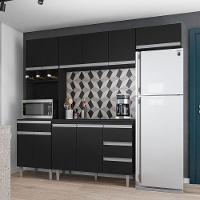 Cozinha Modulada 04 Peças Com Balcão Gabinete 120cm Preto - 4