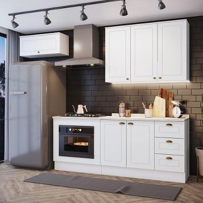 Cozinha Compacta 4 Peças Amy 6 Portas 3 Gavetas MDF 280 cm Branco