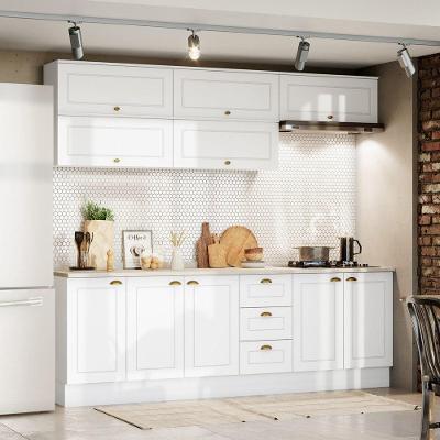 Cozinha Compacta de 08 Peças Nova York 10 Portas 3 Gavetas MDF 240cm Branco