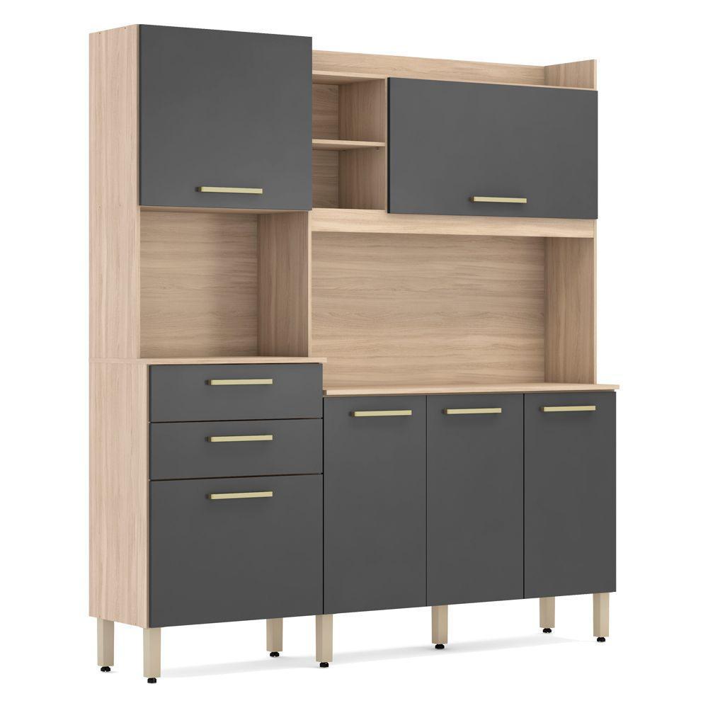 Cozinha 6 Portas e 2 Gavetas Select Avena Grafito Select - 2