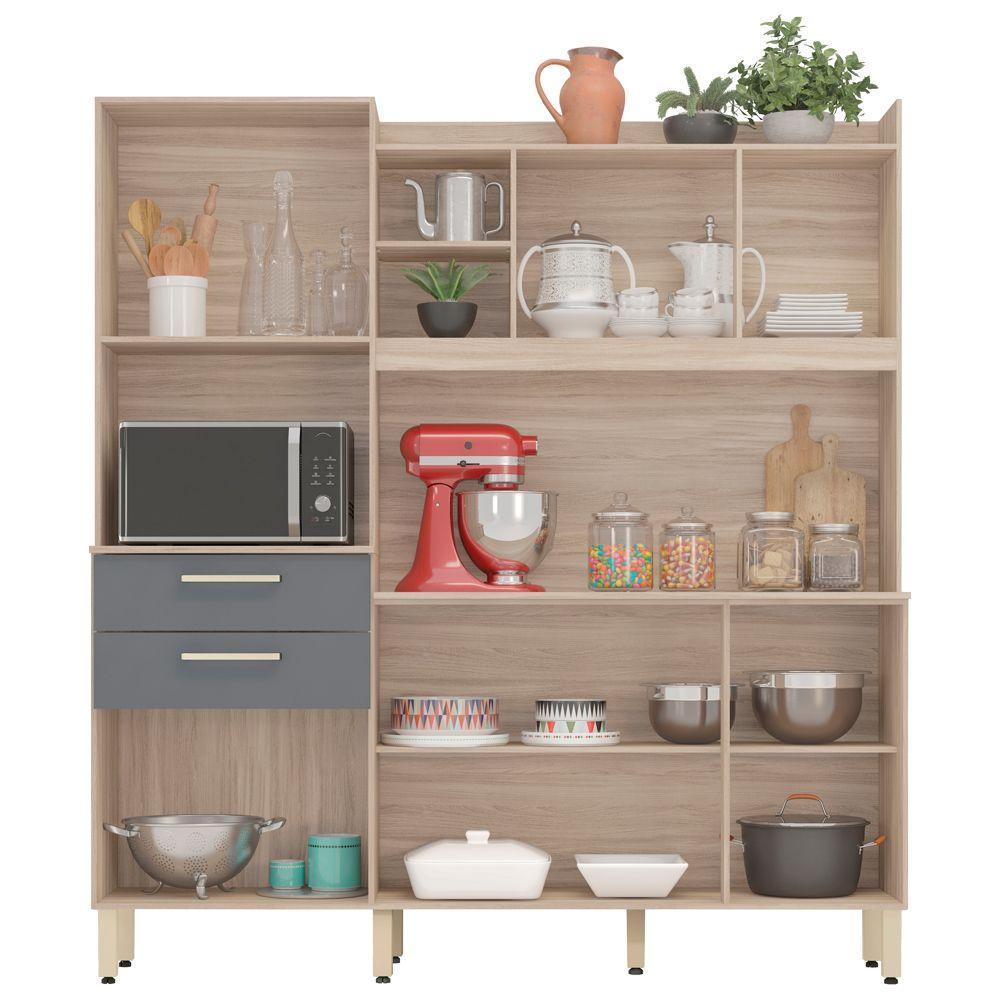 Cozinha 6 Portas e 2 Gavetas Select Avena Grafito Select - 3