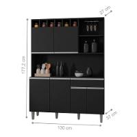 Armário Cozinha Completo Robin Preto 6 Portas - 5