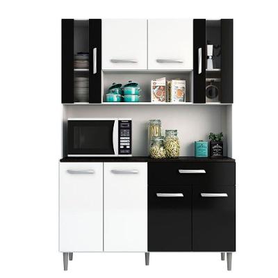 Kit Cozinha 8 Portas 1 Gaveta Gabi Branco Com Preto