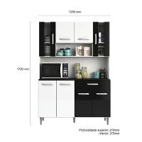 Kit Cozinha 8 Portas 1 Gaveta Gabi Branco Com Preto