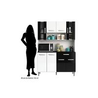 Kit Cozinha 8 Portas 1 Gaveta Gabi Branco Com Preto - 7