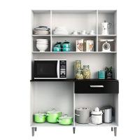 Kit Cozinha 8 Portas 1 Gaveta Gabi Branco Com Preto - 10