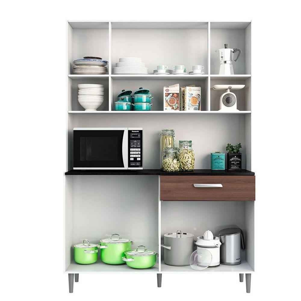 Kit Cozinha 8 Portas 1 Gaveta Gabi Branco Com Arena E Amêndoa - 4