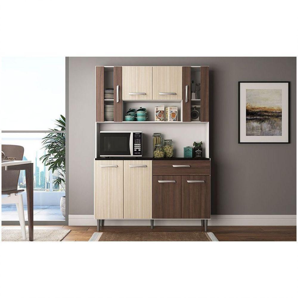 Kit Cozinha 8 Portas 1 Gaveta Gabi Branco Com Arena E Amêndoa - 5