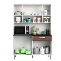 Kit Cozinha 8 Portas 1 Gaveta Gabi Branco Com Arena E Amêndoa