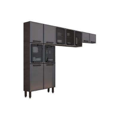 Kit de Cozinha Completa 3 Peças Estilo  (2 Armários + 1 Paneleiro) CPT88 Cinza/Grafite - Bertolini