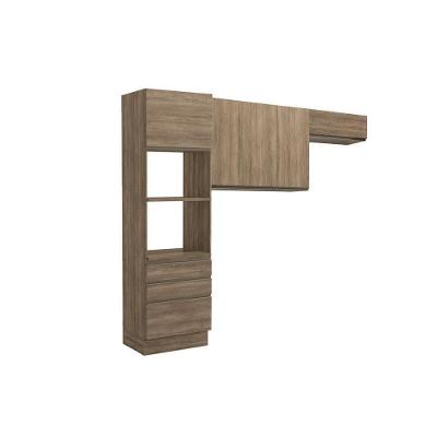 Kit de Cozinha Completa Maxxi 1 Porta 3 Gavetas em Madeira 70cm Branco para Ambiente Planejado
