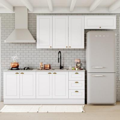 Cozinha Compacta Nova York 8 Portas 3 Gavetas MDF 280 cm Branco Texturizado