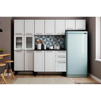 Cozinha Completa Múltipla 4 Peças C4P85 14 Portas 2 Gavetas Aço 105cm Branco