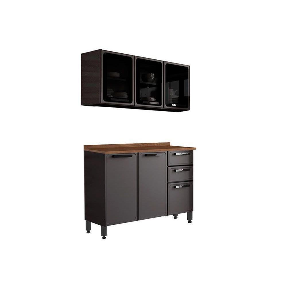 Cozinha Modulada Bertolini Estilo  2 Peças (1 Armário + 1 Balcão) C2P13 Cinza/Grafite - 1