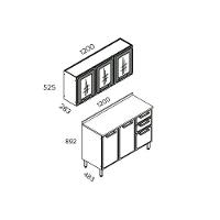 Cozinha Modulada Bertolini Estilo  2 Peças (1 Armário + 1 Balcão) C2P13 Cinza/Grafite - 3