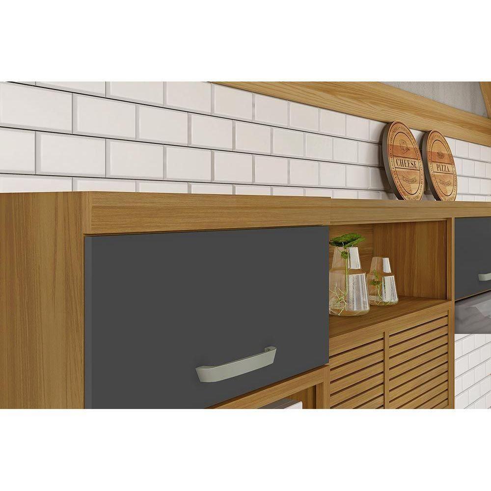 Cozinha Modulada Completa 4pçs 1 Armário 2 Balcões 1 Paneleiro C4P16 Freijo/Off White Nesher - 7