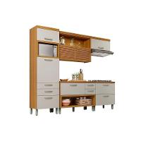 Cozinha Modulada Completa 4pçs 1 Armário 2 Balcões 1 Paneleiro C4P16 Freijo/Off White Nesher - 1