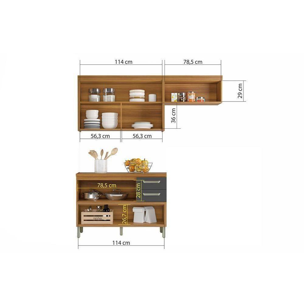 Cozinha Compacta Princesa 2 Peças (1 Armário + 1 Balcão) C2p21 Freijo/off White - Nesher - 7